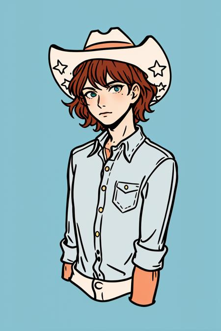 3978520201-193539064-western illustration, masterpiece, best quality, 1boy, aqua eyes, baseball cap, brown hair, closed mouth, outdoors, cowboy hat,.png